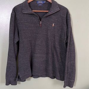 Men’s Polo Ralph Lauren zipper pull over grey and white  sweater. Size Medium
